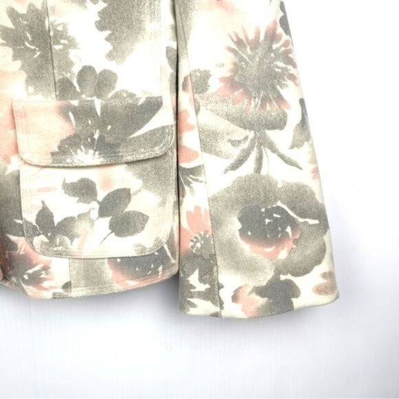 Rebecca Taylor Wool Gray Pink Floral Blazer Single Breast Coat 4 - Picture 2 of 7